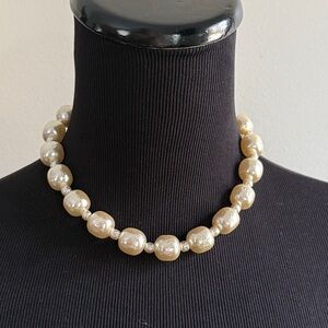 Miriam Haskell Ivory Pearl Necklace 16 inch
